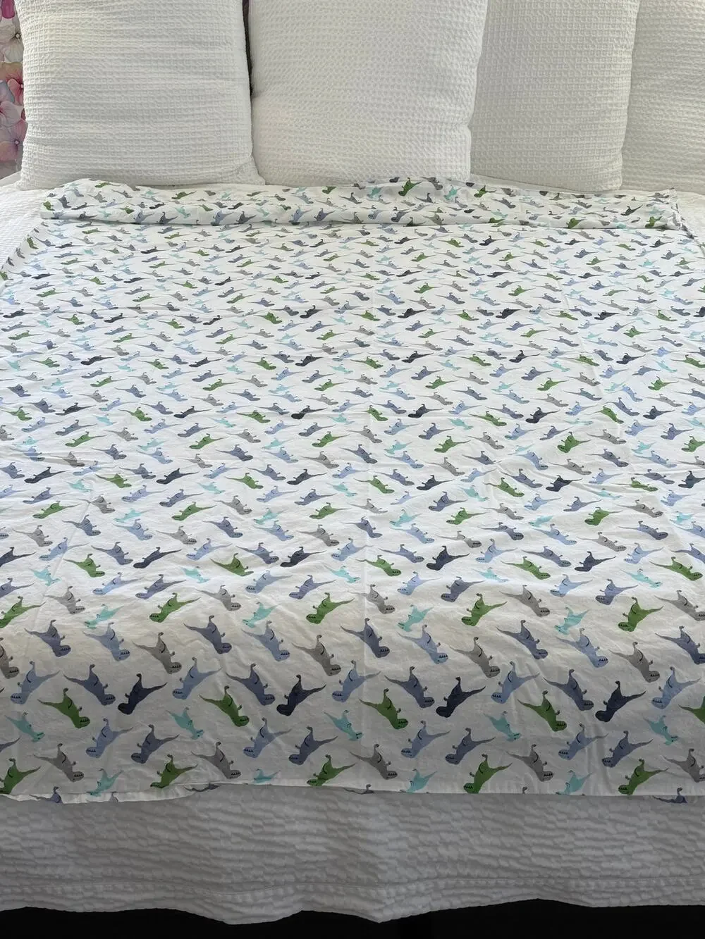 Pottery Barn Kids Dinosaur Twin Flat Sheet Organic Cotton Dino Bedding Child